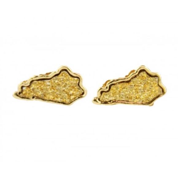 Kentucky Gold Glitter Stud Earrings - Picture 1 of 1